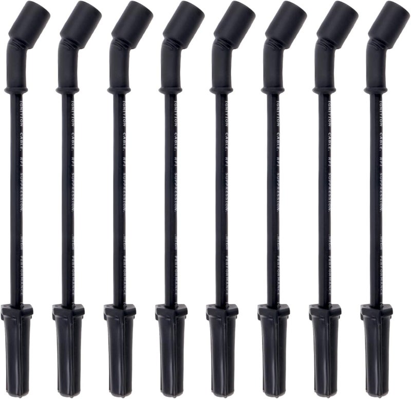 Ntoauto 9748HH Spark Plug Wire Set Compatible with 99-06 sliverado sierra Tahoe Yukon, 10mm Spark Plug Wires Set without Heat Sheild (Black) - Image 1